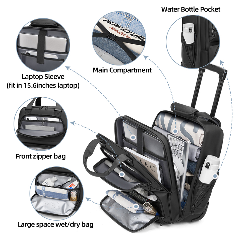 Travel Trolley Business Backpa - đánh giá và giá Foldable Rolling Luggage Bag